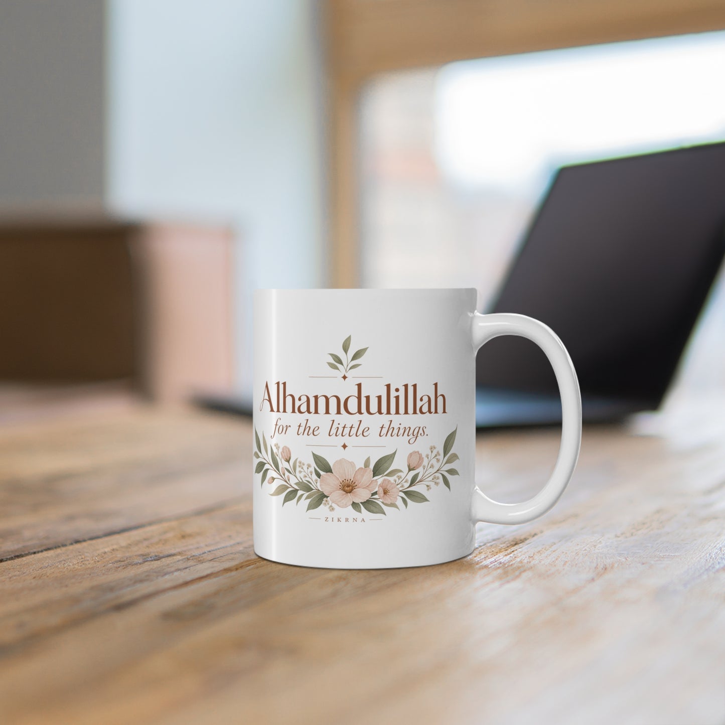 Mug — "Alhamdulillah for the Little Things" Floral Ceramic Coffee Cup