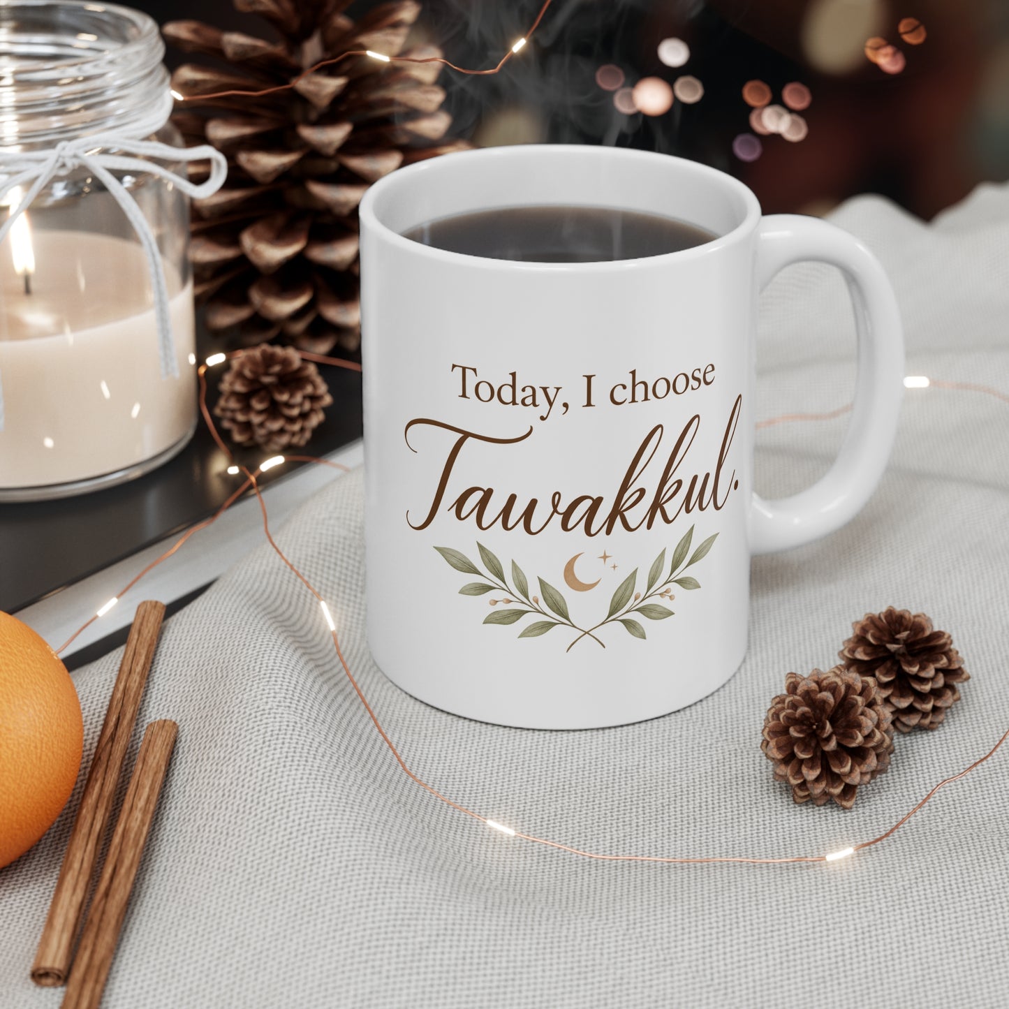 Tawakkul Ceramic Mug — "Today, I Choose Tawakkul" Inspirational Islamic Coffee Cup