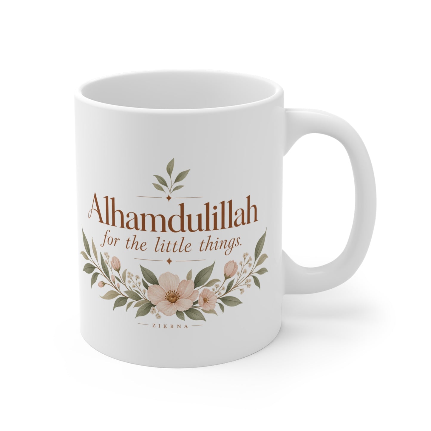 Mug — "Alhamdulillah for the Little Things" Floral Ceramic Coffee Cup
